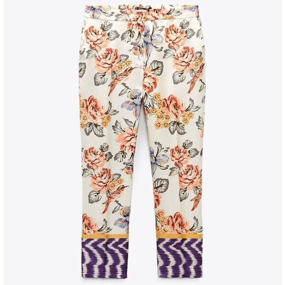 ZARA Printed Floral Pants New Small - Picture 5 of 7